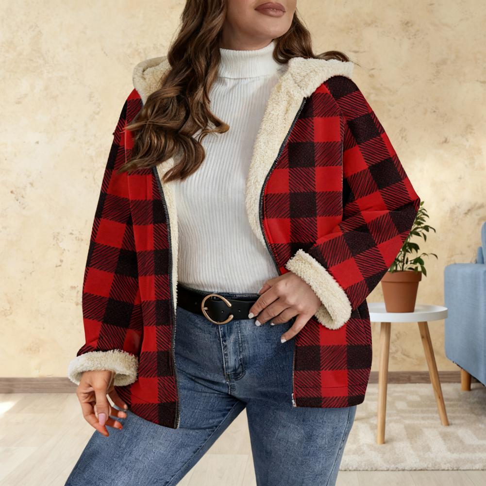 Sherpa Coat Women - Женская куртка-рубашка в клетку с флисовой