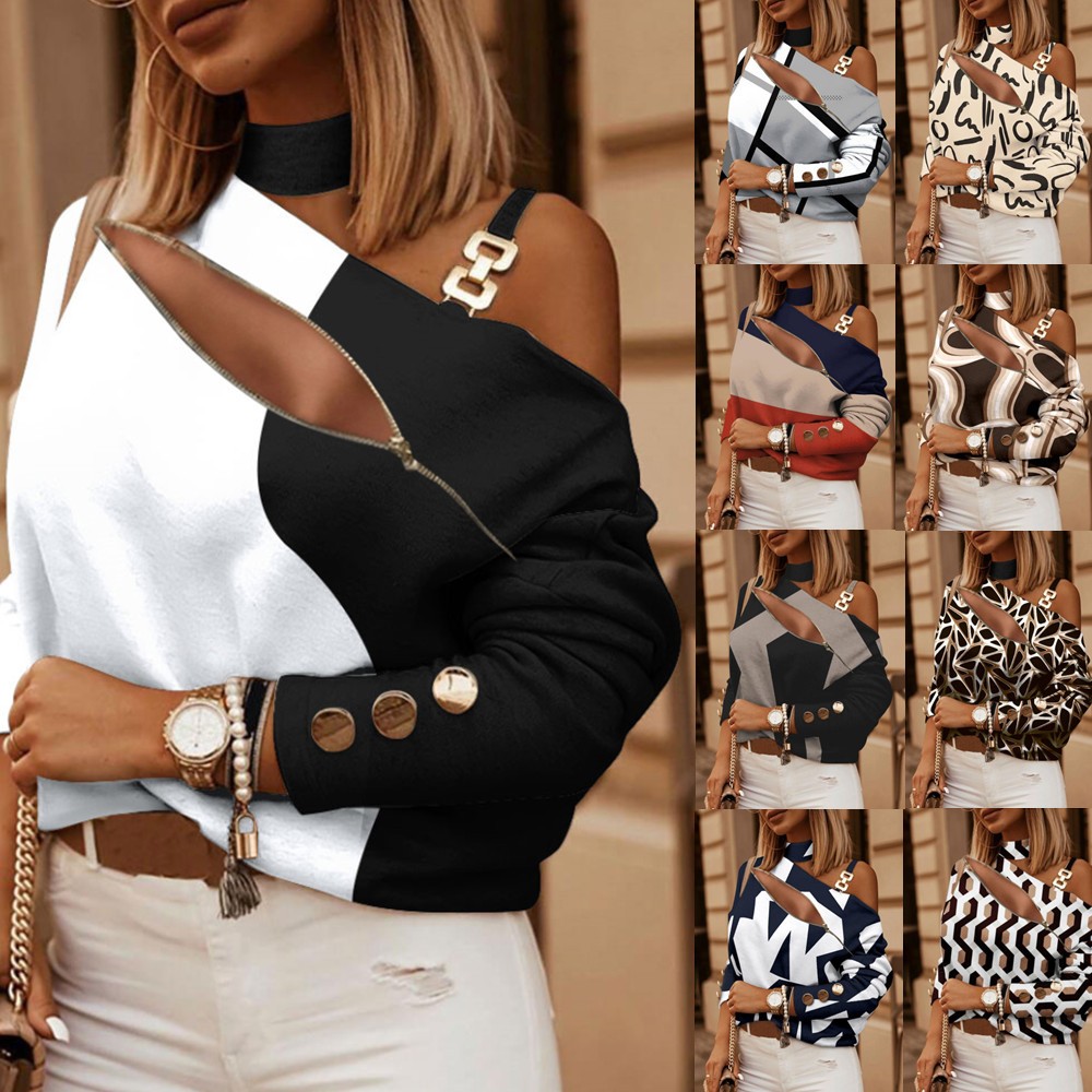 Women Fashion Blouse - Женская блузка с открытыми плечами, с