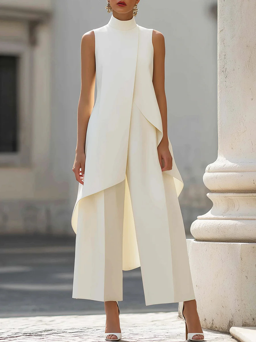 Wide Leg Palazzo Pants - Женский комплект из двух предметов: элегантный