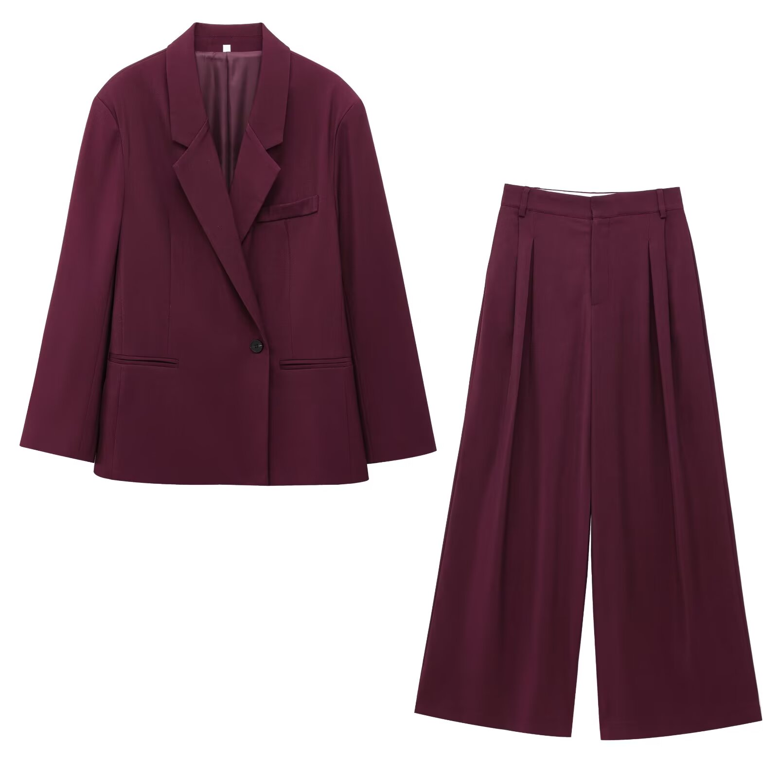 Wide Leg Palazzo Pants - Женский пиджак + плиссированные комплекты с