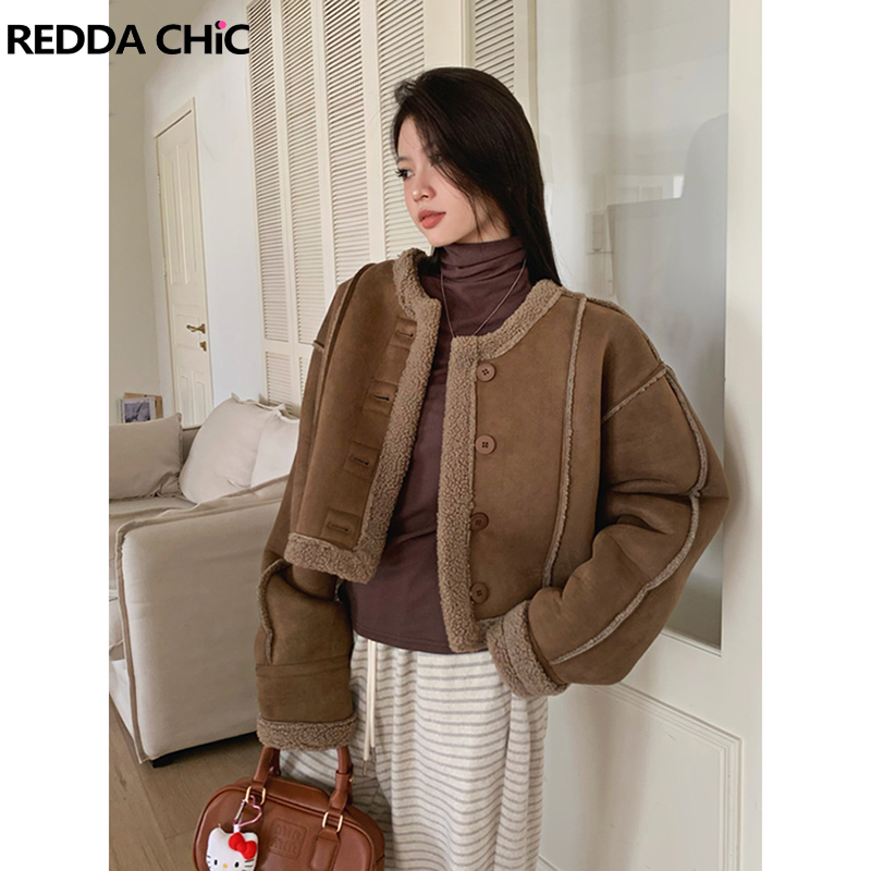 Sherpa Coat Women - REDDACHiC женская флисовая кожаная куртка-бомбер из