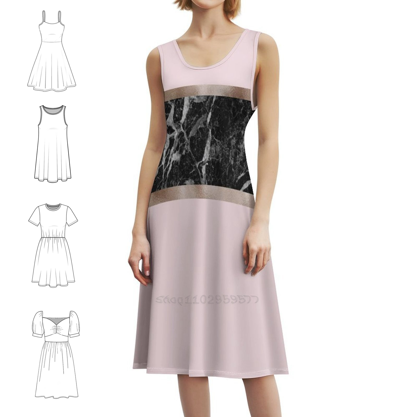 Клубника и кремово-черный мрам – обзор и цена Women Fashion Gown