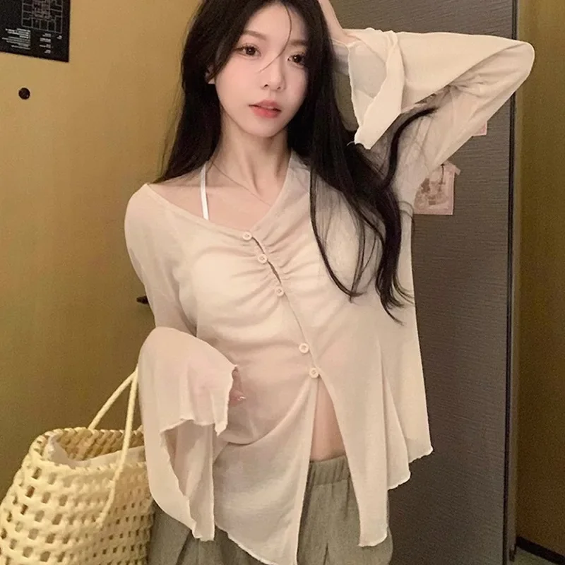 Прозрачная блузка с расклешенн – обзор и цена Women Fashion Blouse