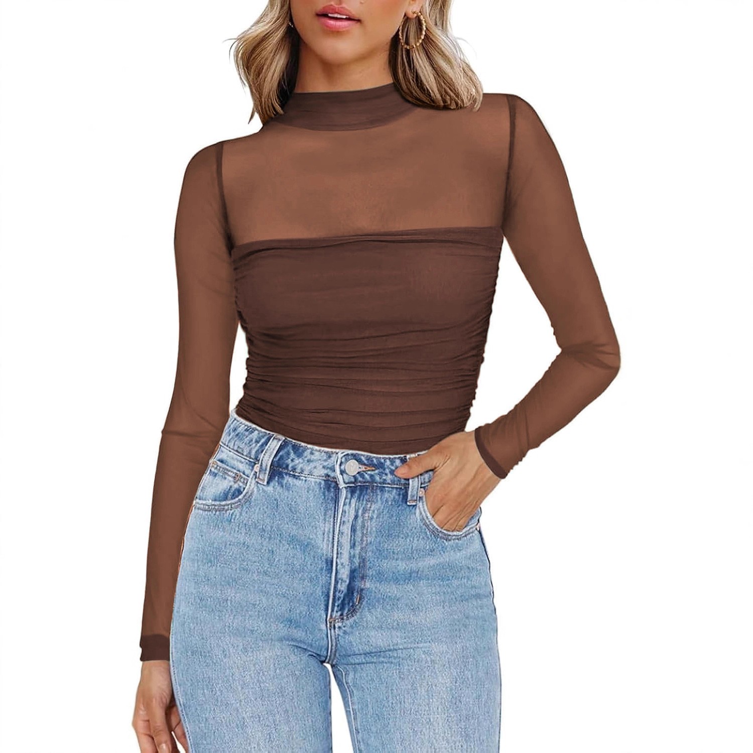 Женская однотонная прозрачная  – обзор и цена Women Fashion Blouse