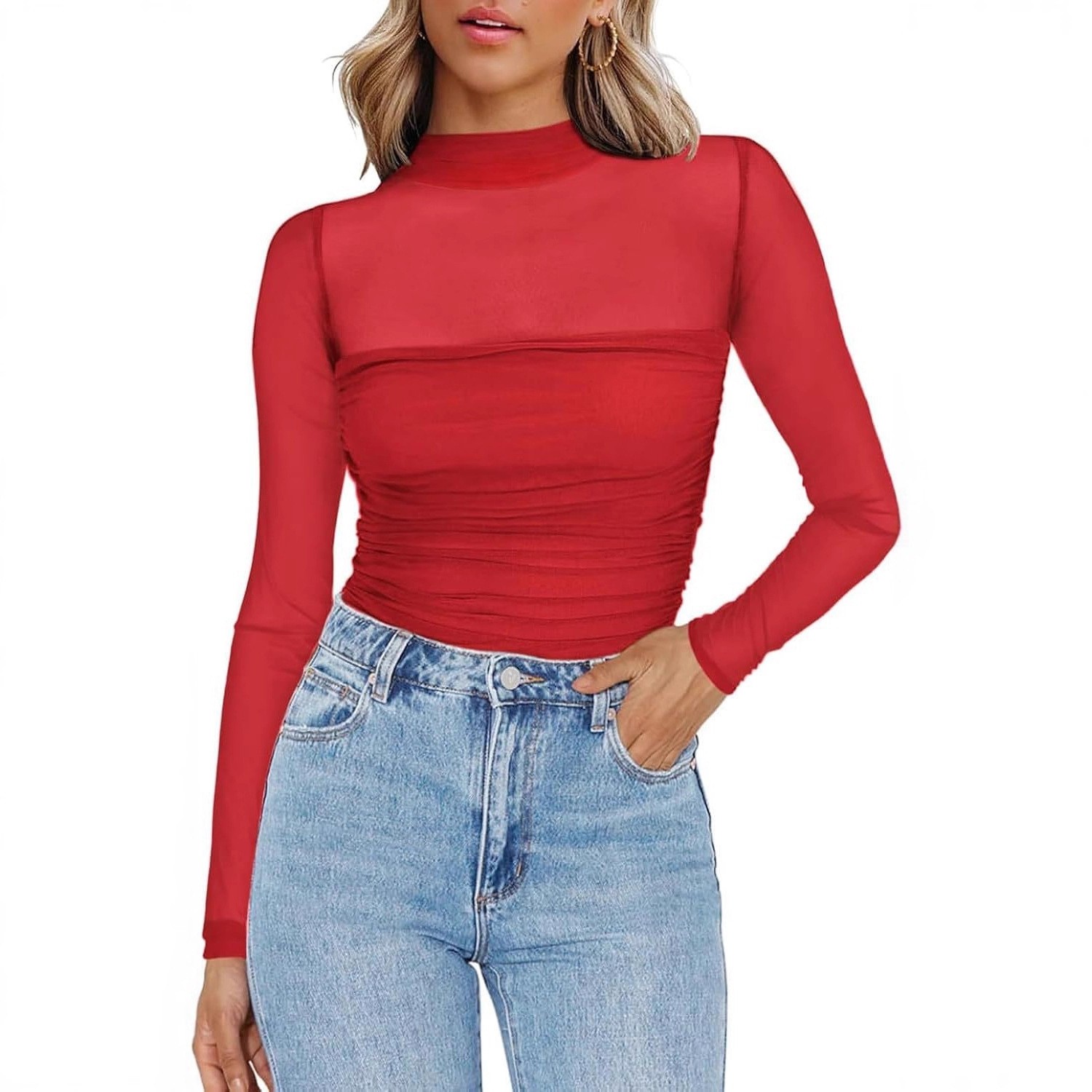 Женская однотонная прозрачная  – обзор и цена Women Fashion Blouse