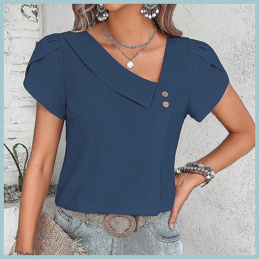 Летняя винтажная однотонная бл – обзор и цена Women Fashion Blouse